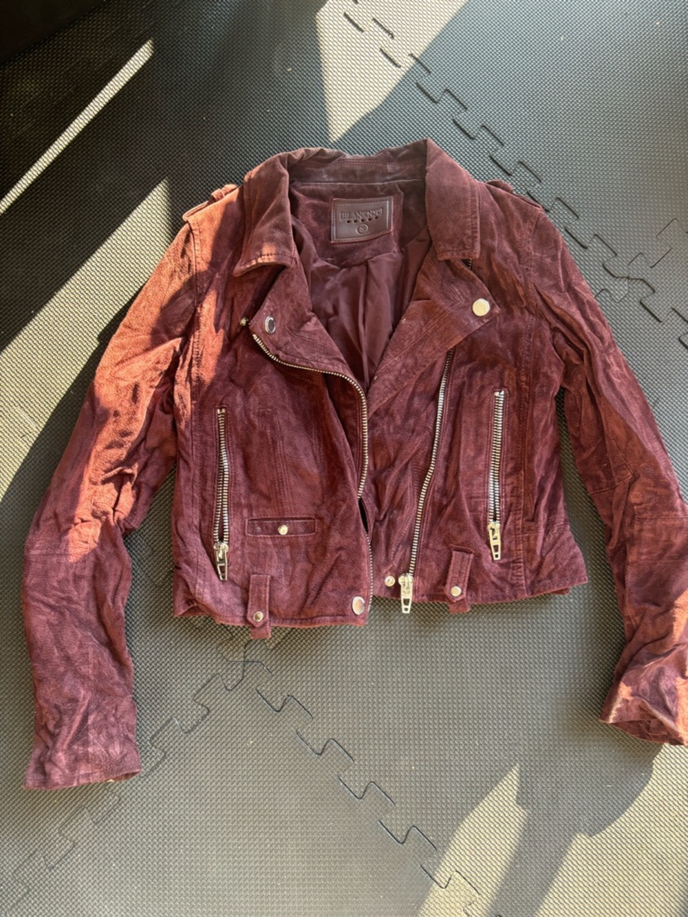 Blank NYC Burgundy Suede Moto Jacket